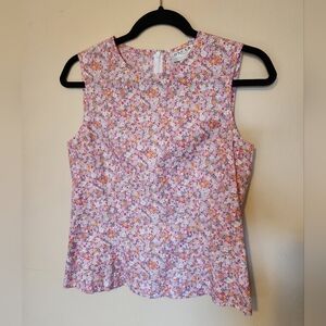 Oscar by Oscar de la Renta Pink and Orange Floral Sleeveless Camisole